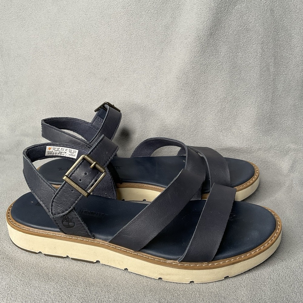 Timberland Sandals Womens 10 Bailey Park Strappy Buckle Black Leather Open Toe